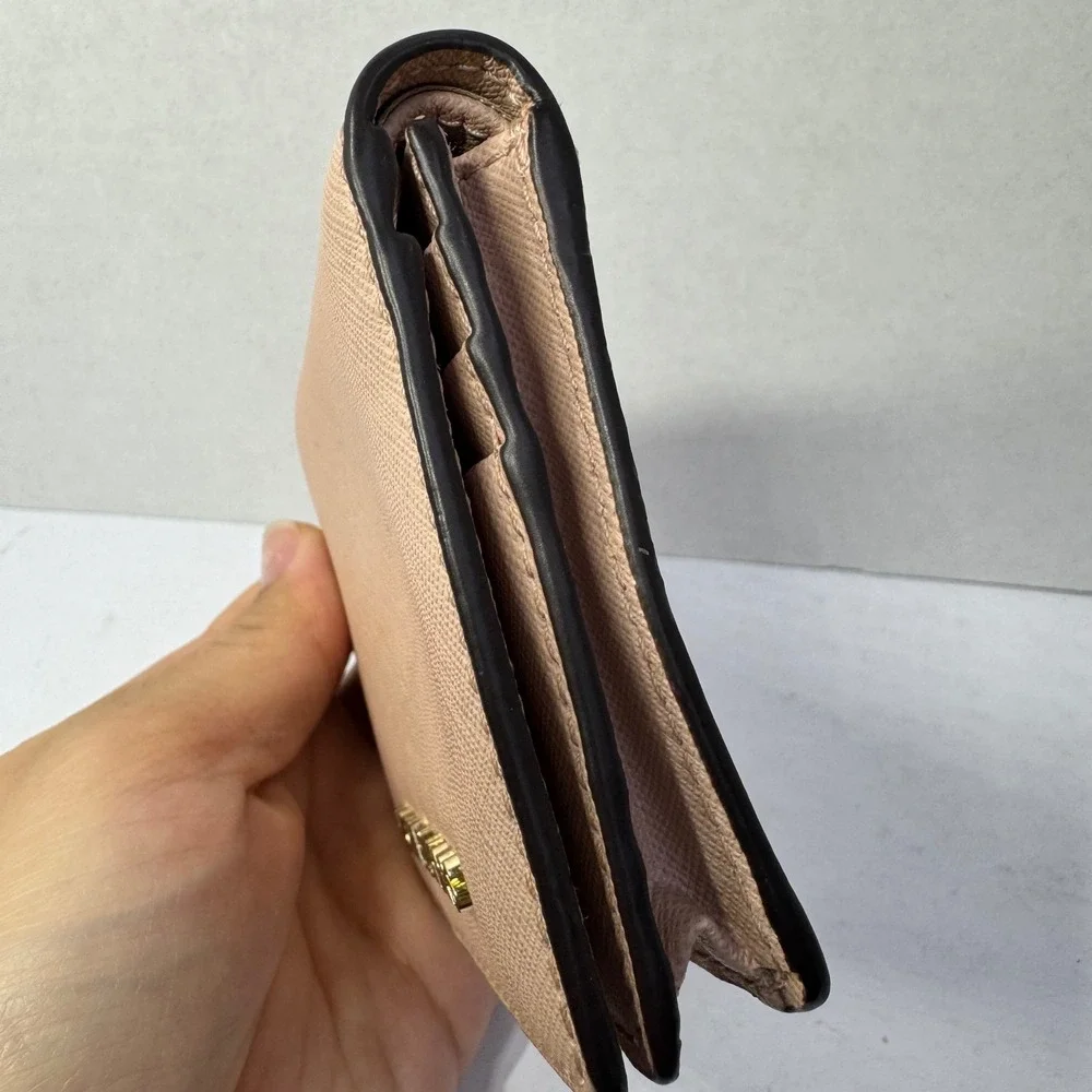 Michael Kors Small Bi Fold Wallet Saffiano Leather Muted Soft Pink Gold Hardware